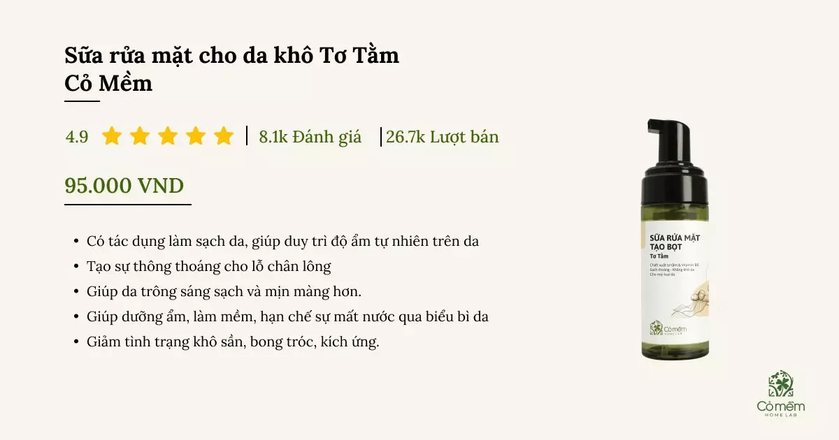 sữa rửa mặt cho da khô