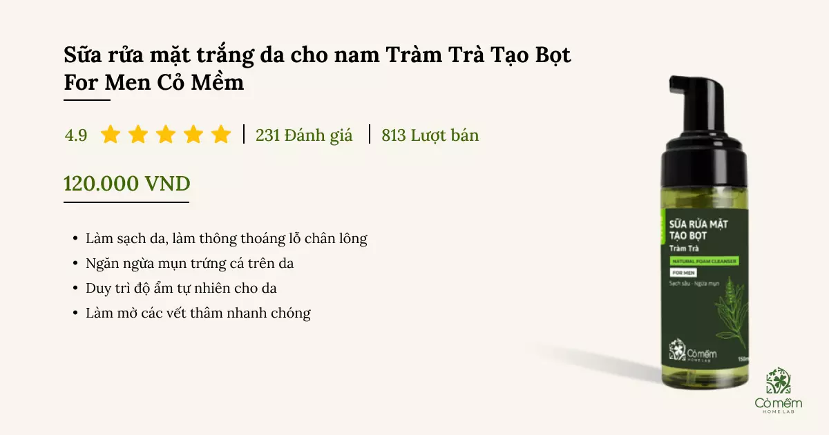 sữa rửa mặt trắng da cho nam