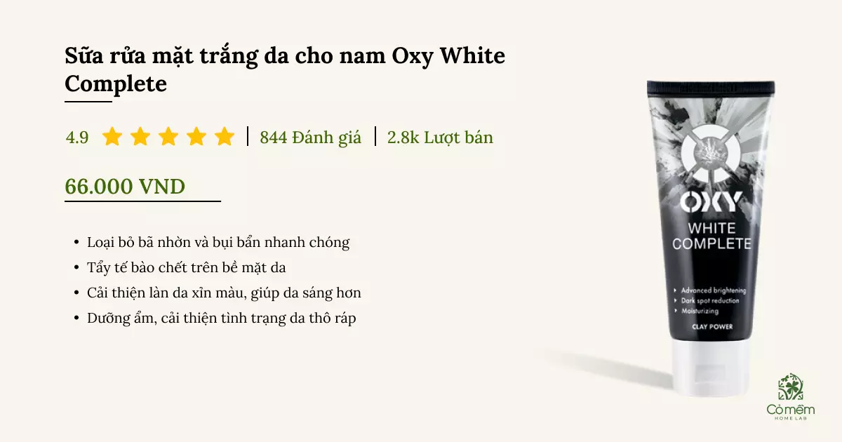 sữa rửa mặt trắng da cho nam