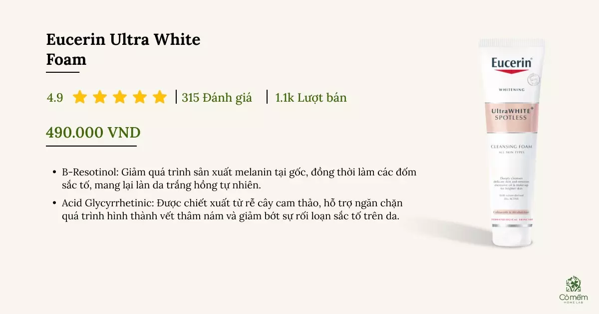 Sữa rửa mặt trắng da Eucerin Ultra White Foam