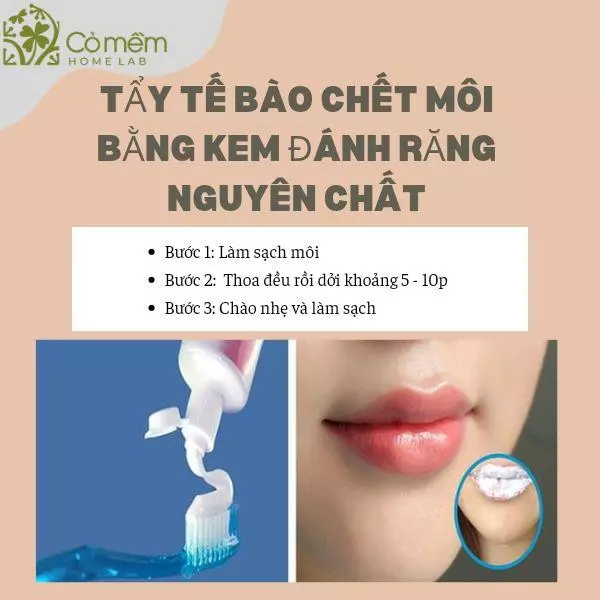 tẩy da chết môi bằng kem đánh răng