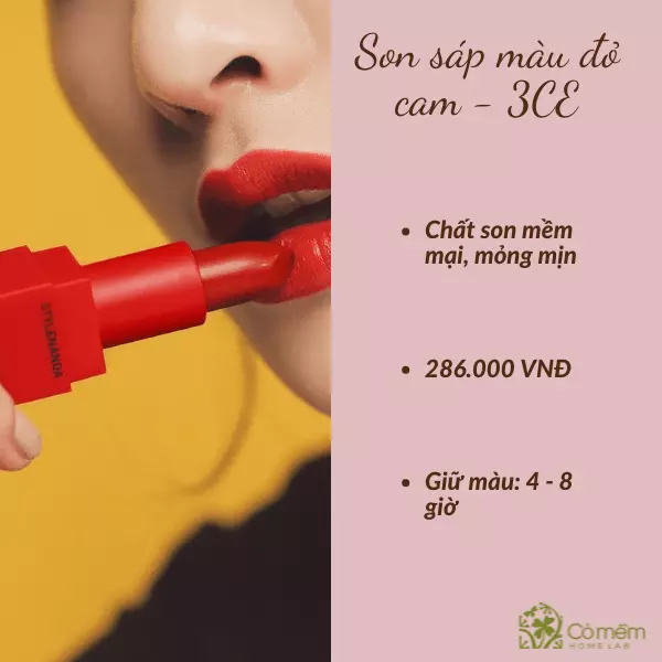 son sáp màu đỏ cam