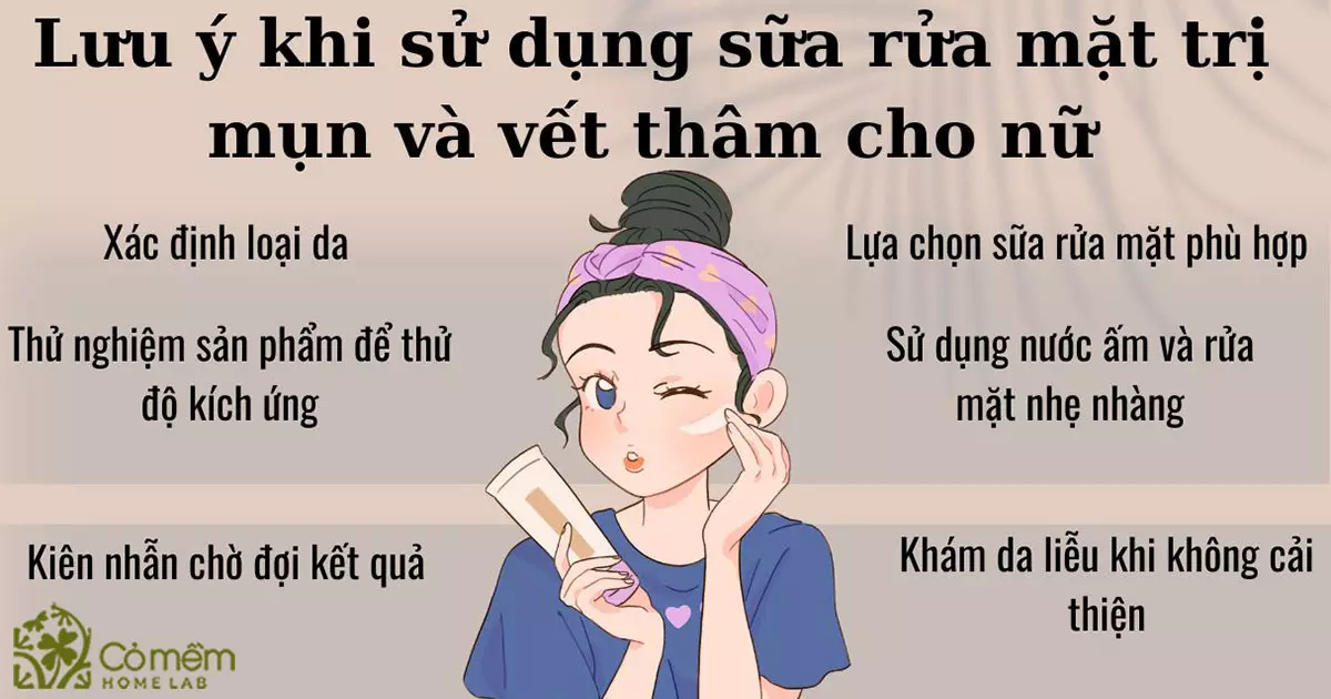 sữa rửa mặt trị mụn và vết thâm cho nữ